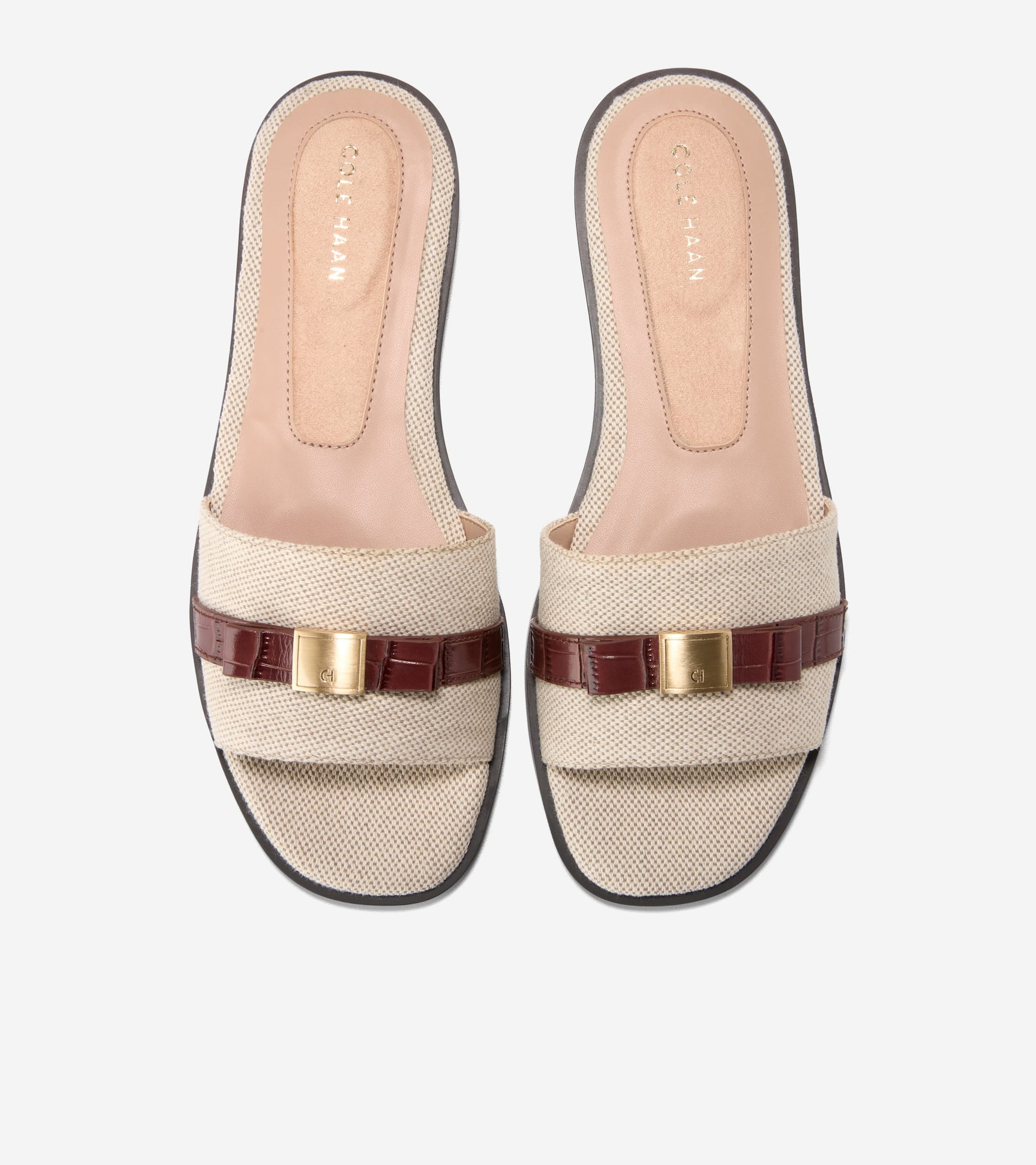 W35787:NATURAL CANVAS/CH MAHOGANY CROC PRINT LTHR