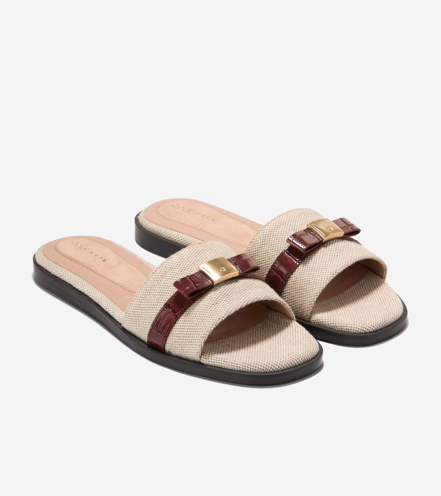 W35787:NATURAL CANVAS/CH MAHOGANY CROC PRINT LTHR