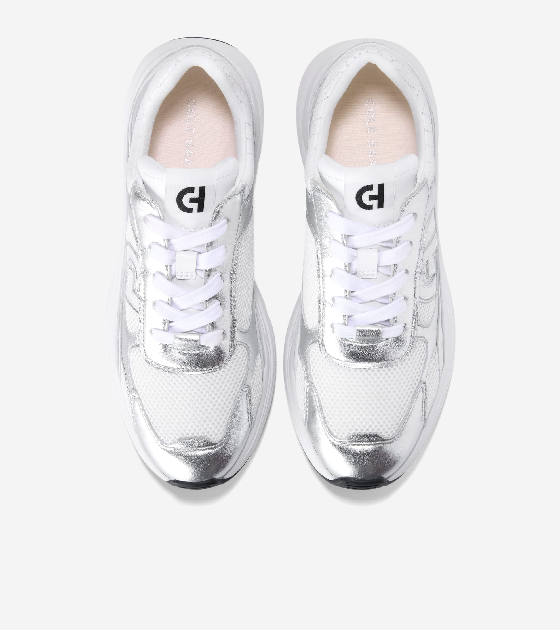 W33840:WHITE MESH/WHITE/SILVER METALLIC LTR