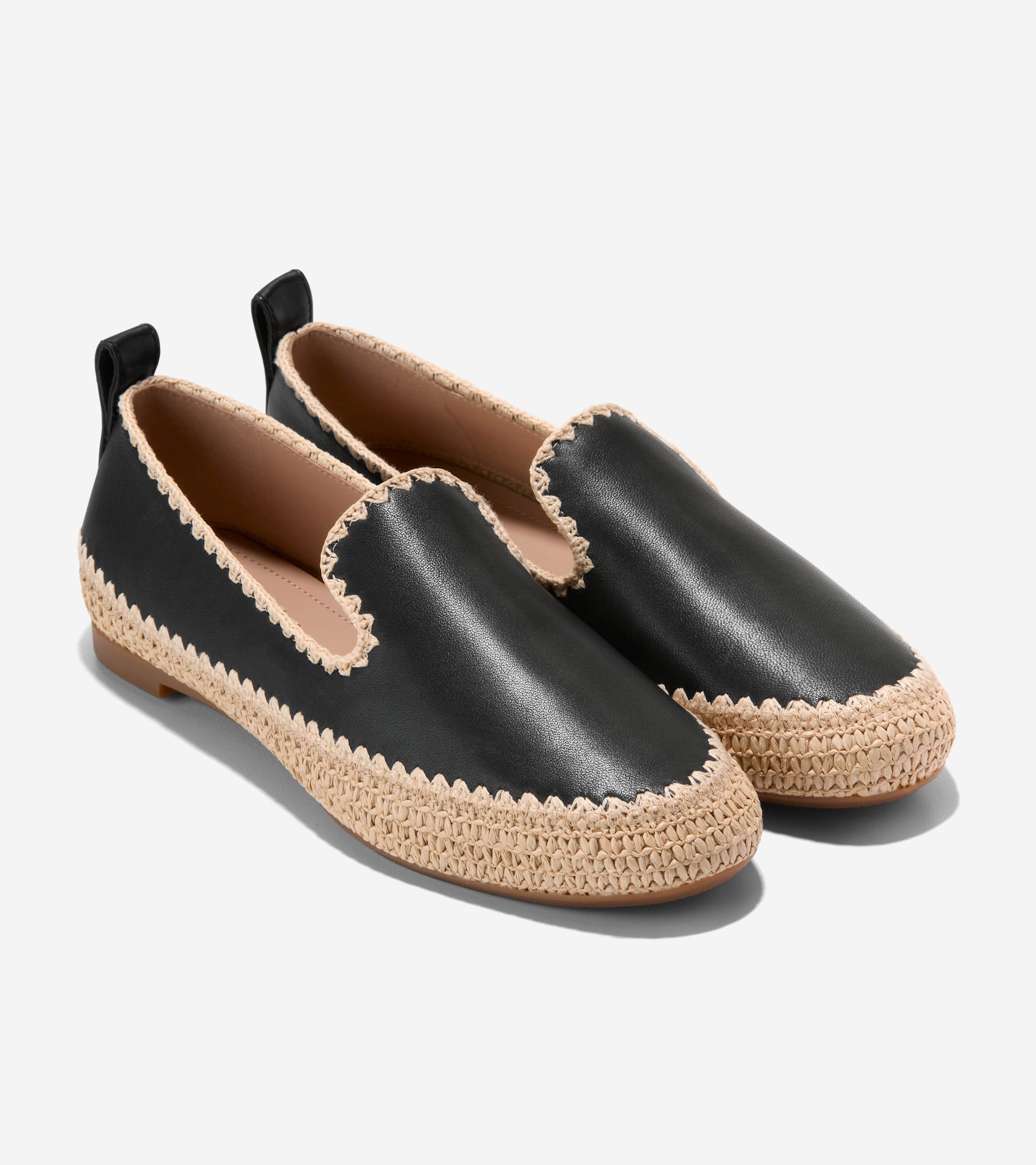W34991:BLACK LTHR/NATURAL RAFFIA