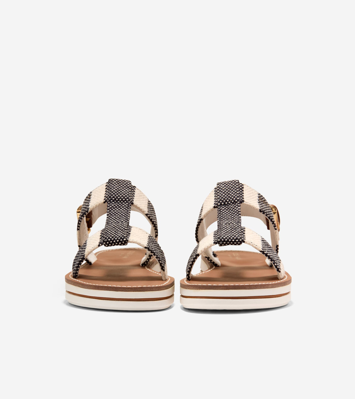 W36541:BLACK & NATURAL STRIPE CANVAS / CH BRITISH TAN LTHR