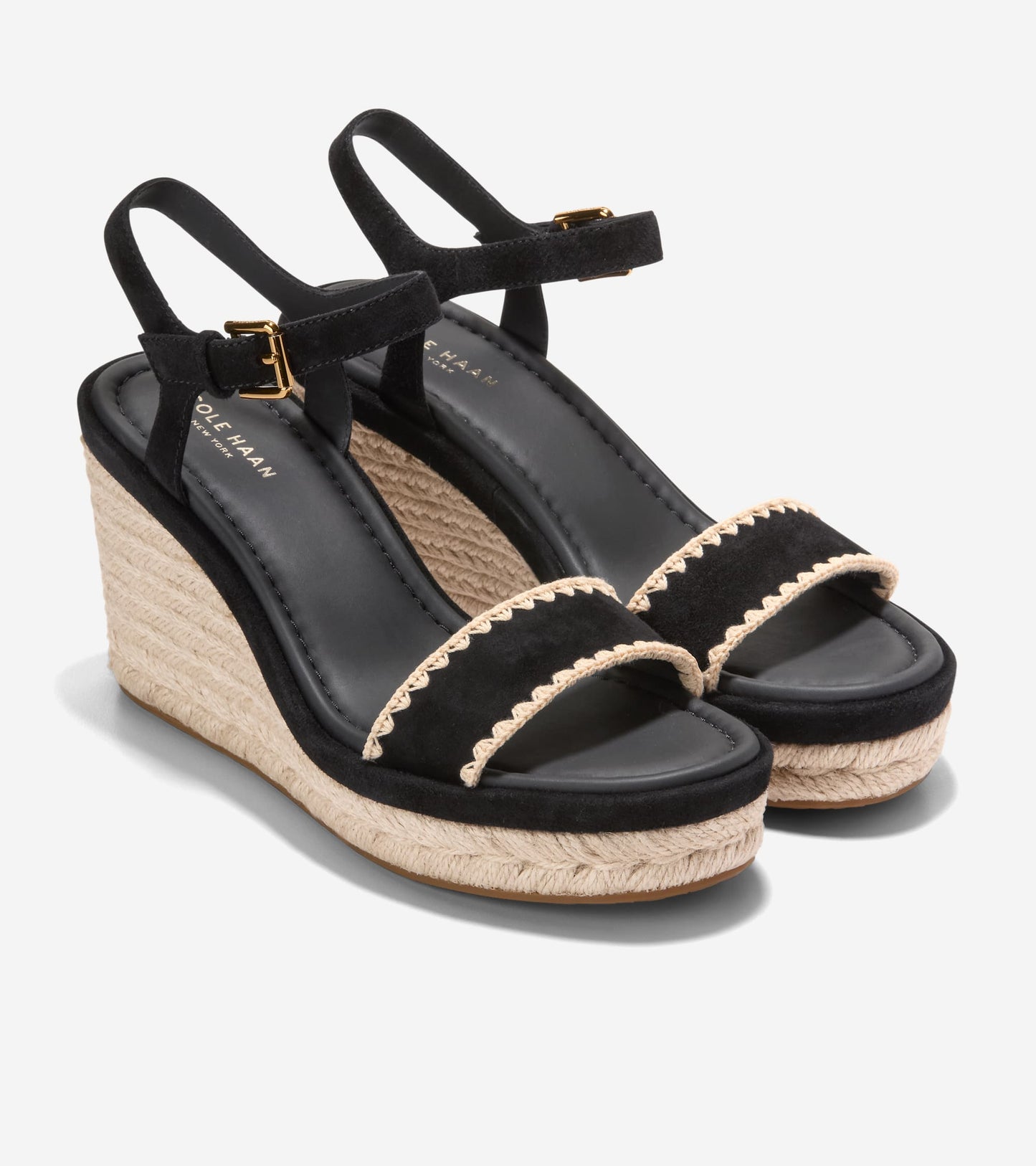 W36996:BLACK SUEDE / NATURAL RAFFIA