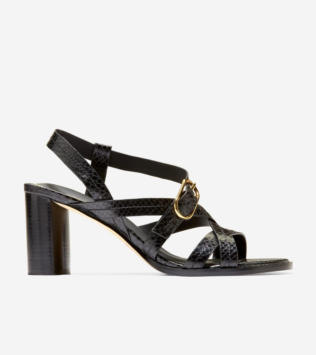W36934:BLACK GLOSSY SNAKE PRINT LTHR