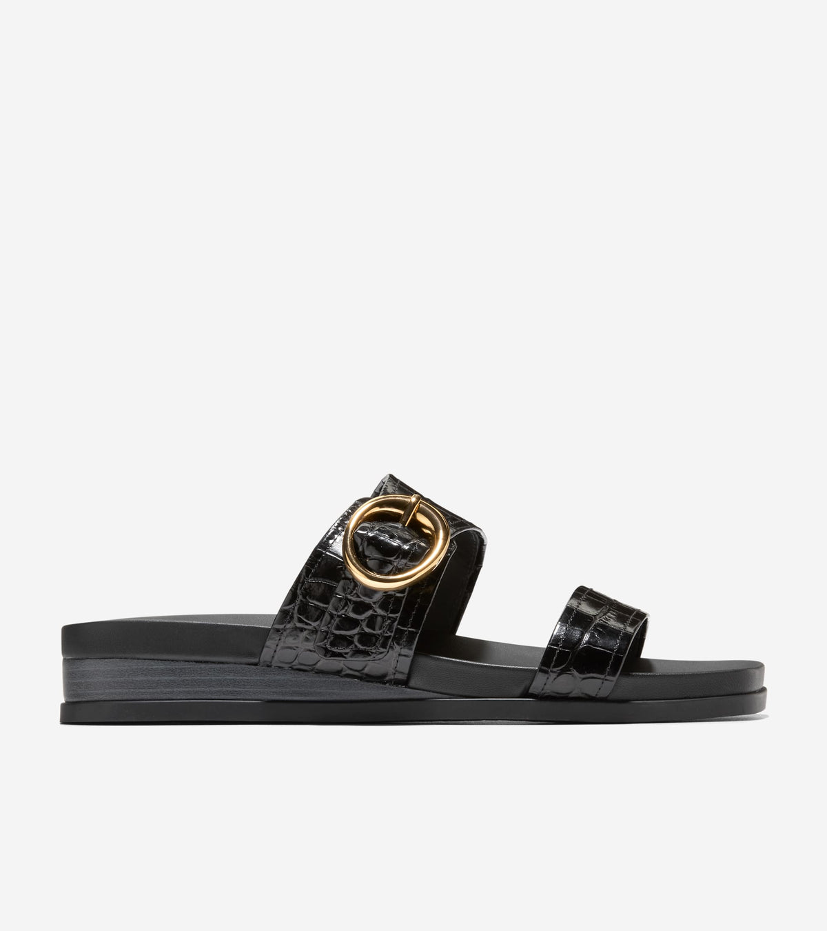 W35351:BLACK CROC PRINT LEATHER